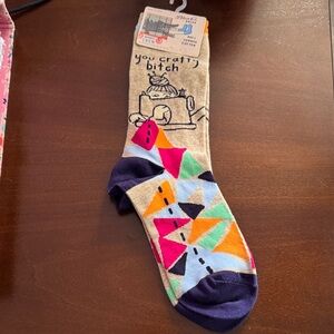 Blue Q Craft Themed Socks with Colorful Geometric Design